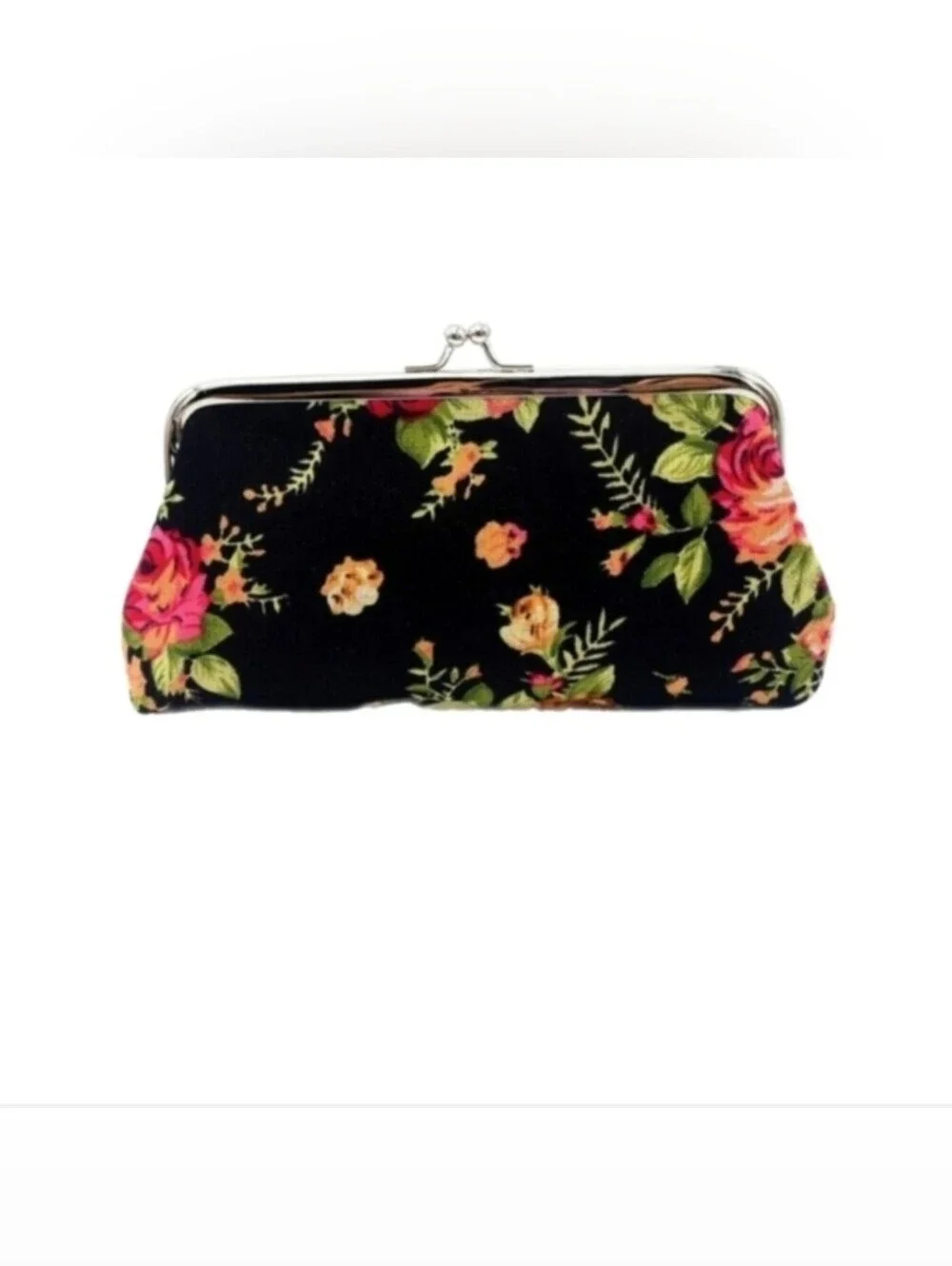 Floral Kiss Lock Coin Pouch Clutch